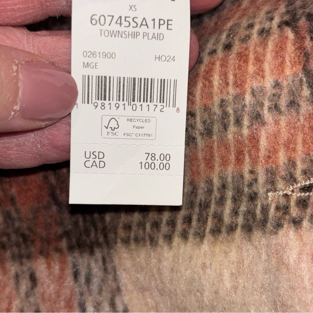 Roxy Red and Brown Plaid Cropped Shacket NWT - Picture 4 of 6